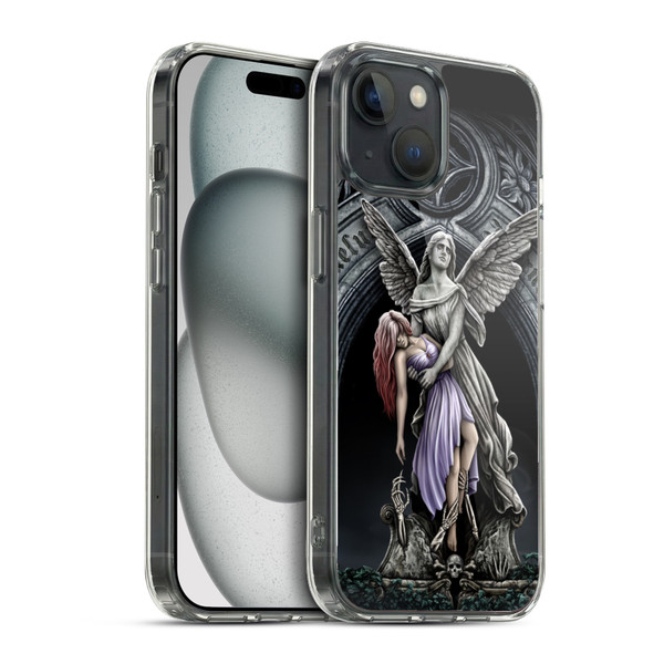 Sarah Richter Gothic Stone Angel With Skull Soft Gel Case for Apple iPhone 15 & MagSafe