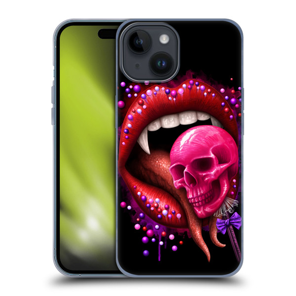 Sarah Richter Skulls Red Vampire Candy Lips Soft Gel Case for Apple iPhone 15