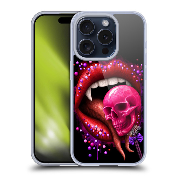 Sarah Richter Skulls Red Vampire Candy Lips Soft Gel Case for Apple iPhone 15 Pro