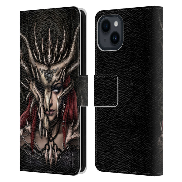 Sarah Richter Gothic Warrior Girl Leather Book Wallet Case Cover For Apple iPhone 15