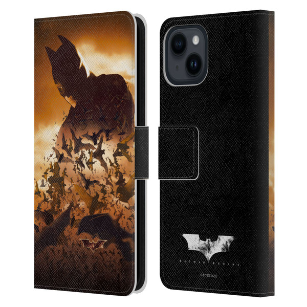 Batman Begins Graphics Poster Leather Book Wallet Case Cover For Apple iPhone 15