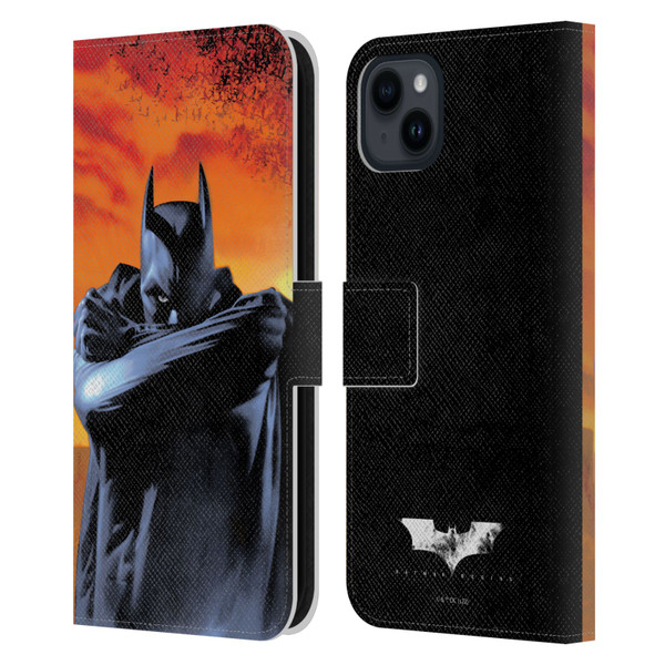 Batman Begins Graphics Character Leather Book Wallet Case Cover For Apple iPhone 15 Plus