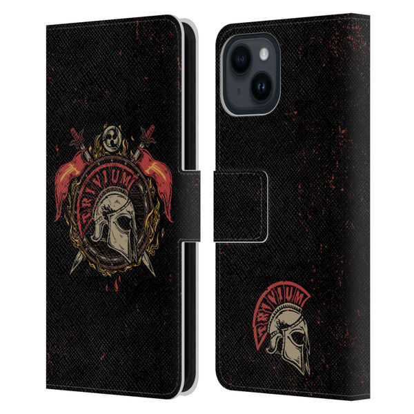 Trivium Graphics Knight Helmet Leather Book Wallet Case Cover For Apple iPhone 15
