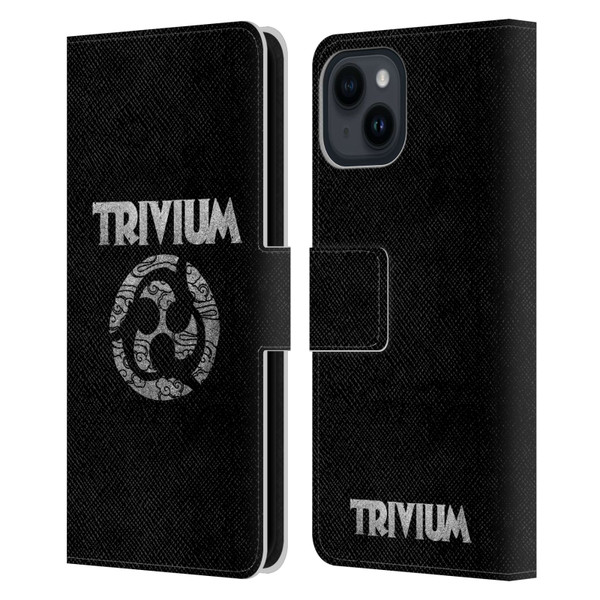 Trivium Graphics Swirl Logo Leather Book Wallet Case Cover For Apple iPhone 15