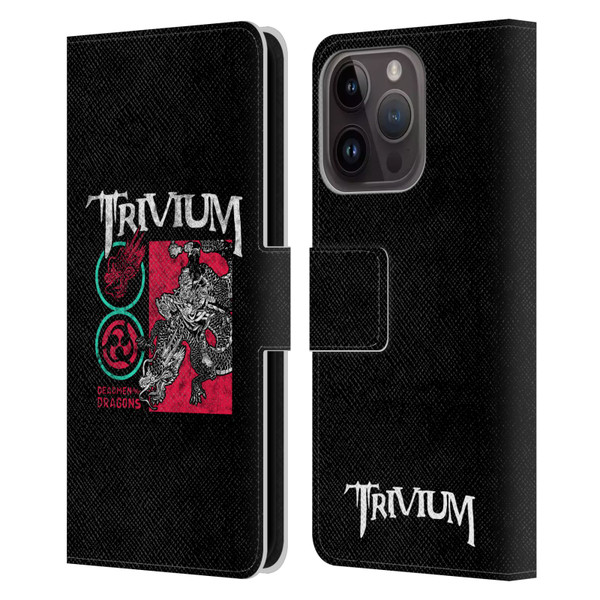 Trivium Graphics Deadmen And Dragons Date Leather Book Wallet Case Cover For Apple iPhone 15 Pro