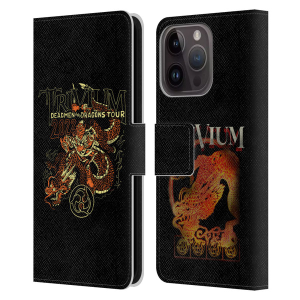Trivium Graphics Deadmen And Dragons Leather Book Wallet Case Cover For Apple iPhone 15 Pro