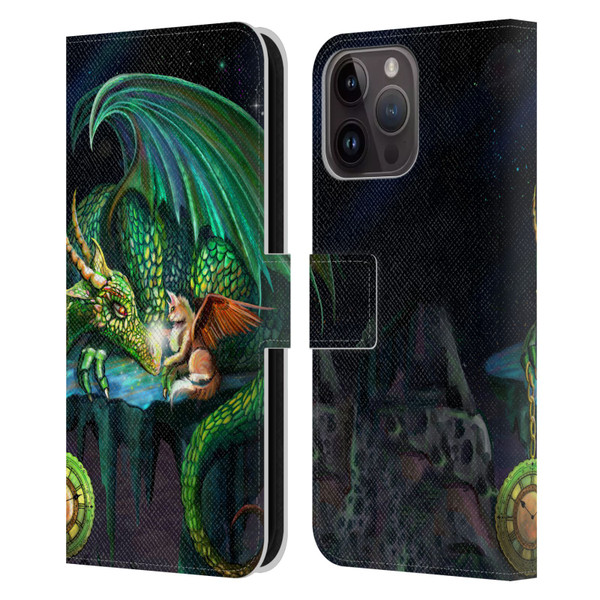 Rose Khan Dragons Green Time Leather Book Wallet Case Cover For Apple iPhone 15 Pro Max