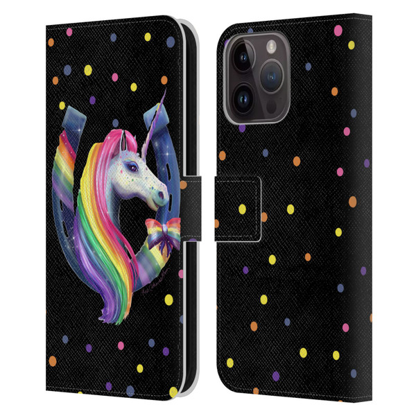 Rose Khan Unicorn Horseshoe Rainbow Leather Book Wallet Case Cover For Apple iPhone 15 Pro Max