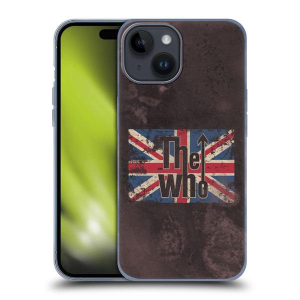 The Who Band Art Union Jack Distressed Look Soft Gel Case for Apple iPhone 15