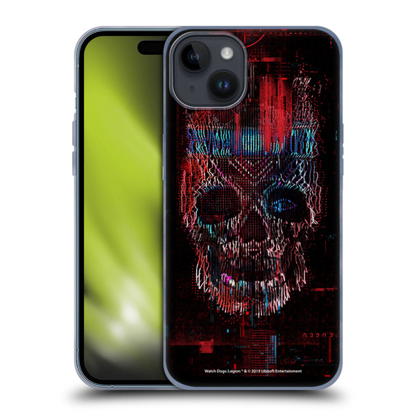 Watch Dogs Legion Key Art Skull Glitch Soft Gel Case for Apple iPhone 15 Plus