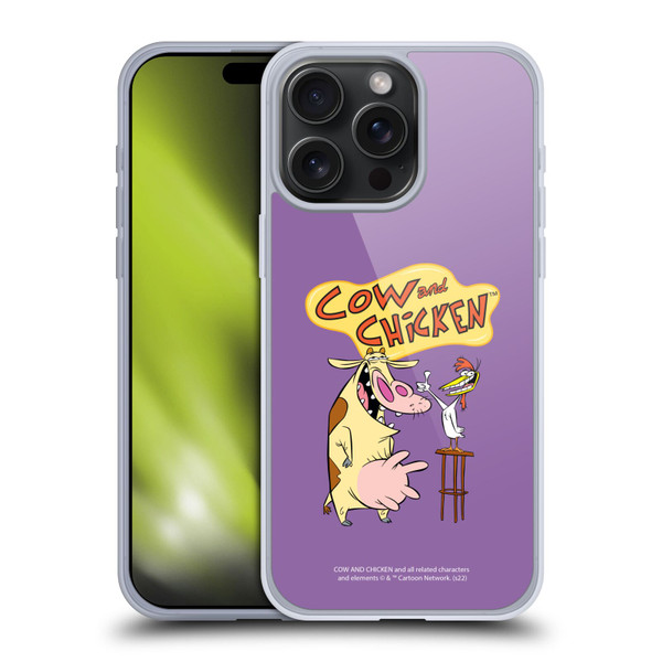 Cow and Chicken Graphics Character Art Soft Gel Case for Apple iPhone 15 Pro Max