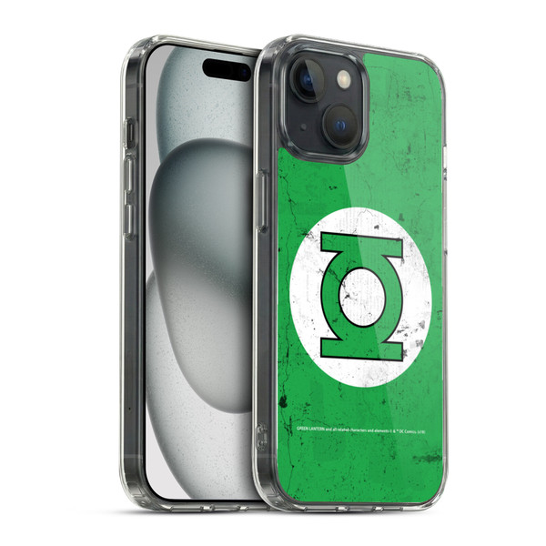 Green Lantern DC Comics Logos Classic Distressed Look Soft Gel Case for Apple iPhone 15 & MagSafe