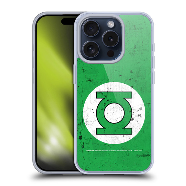 Green Lantern DC Comics Logos Classic Distressed Look Soft Gel Case for Apple iPhone 15 Pro