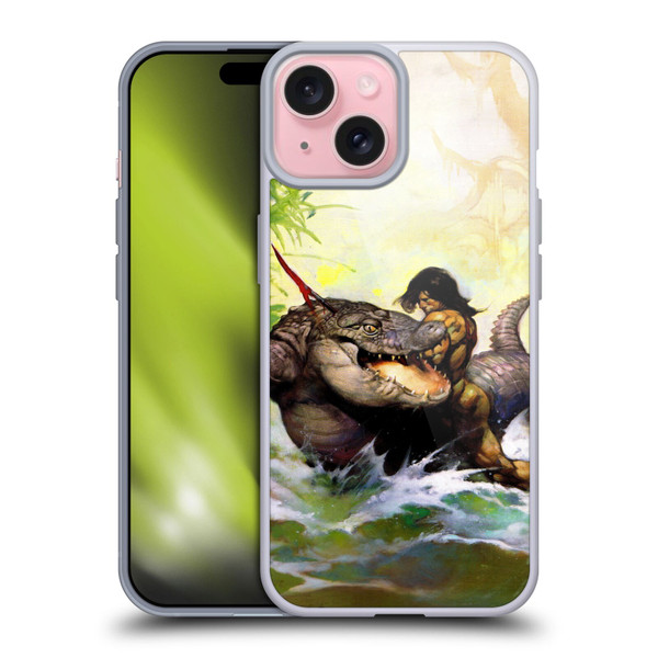 Frank Frazetta Fantasy Monster Out Of Time Soft Gel Case for Apple iPhone 15