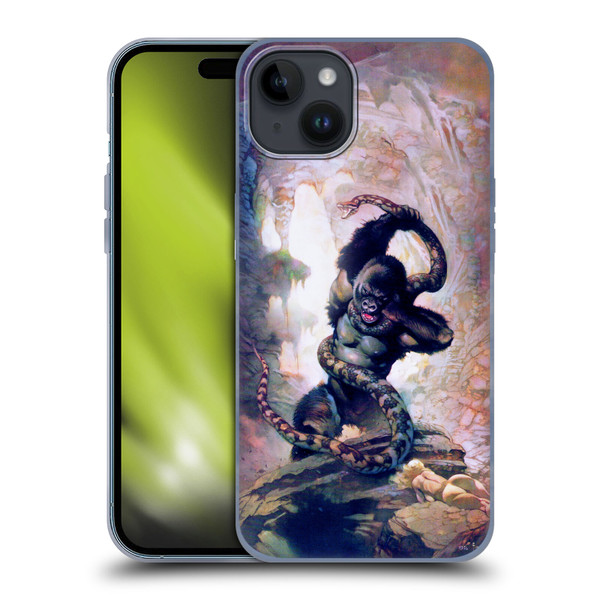 Frank Frazetta Fantasy Gorilla With Snake Soft Gel Case for Apple iPhone 15 Plus