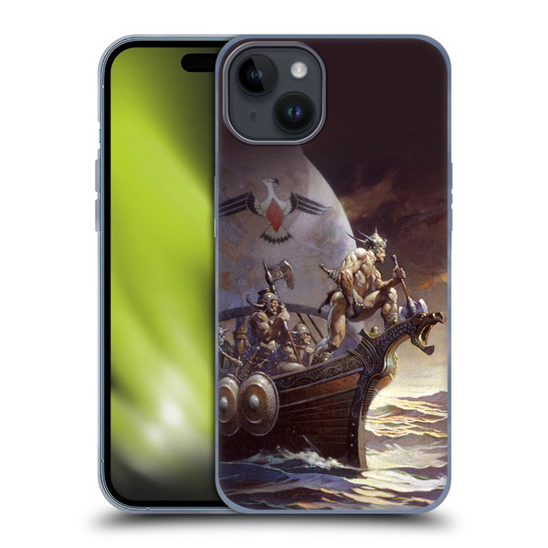 Frank Frazetta Medieval Fantasy Kane on Golden Sea Soft Gel Case for Apple iPhone 15 Plus