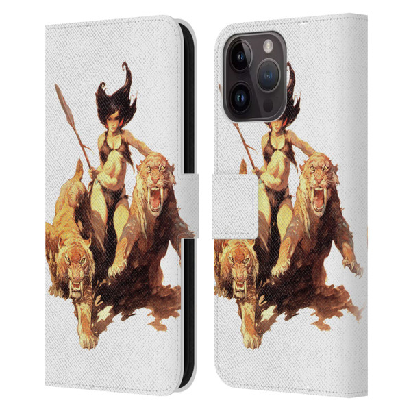 Frank Frazetta Fantasy The Huntress Leather Book Wallet Case Cover For Apple iPhone 15 Pro Max