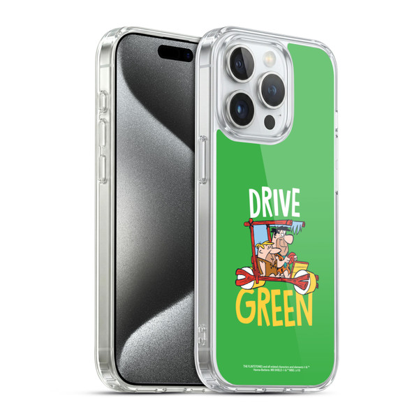 The Flintstones Graphics Drive Green Soft Gel Case for Apple iPhone 15 Pro & MagSafe