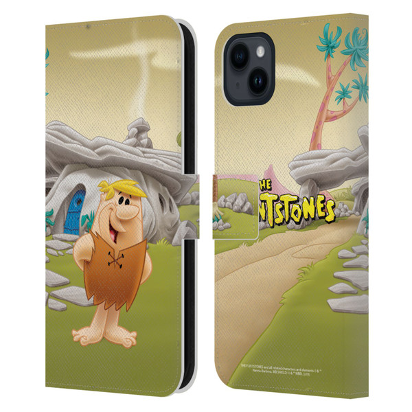 The Flintstones Characters Barney Rubble Leather Book Wallet Case Cover For Apple iPhone 15 Plus