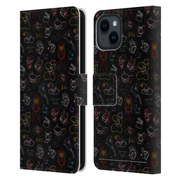Animaniacs Graphics Pattern Leather Book Wallet Case Cover For Apple iPhone 15