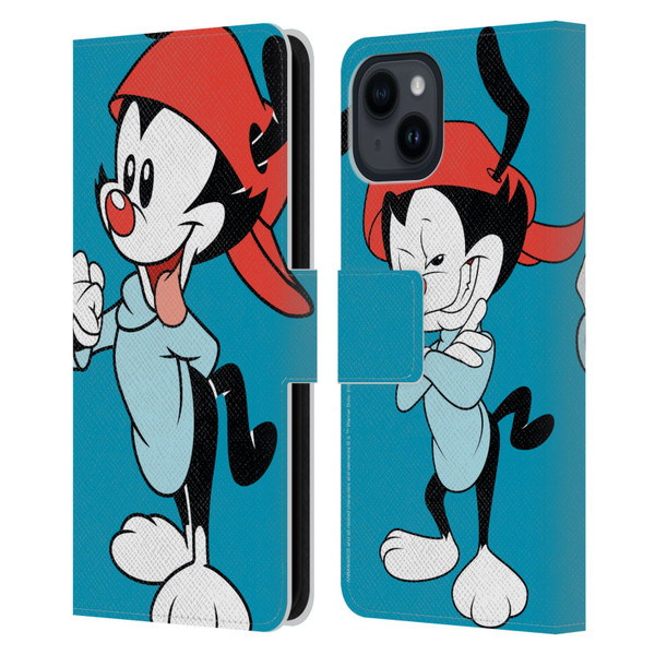 Animaniacs Graphics Wakko Leather Book Wallet Case Cover For Apple iPhone 15