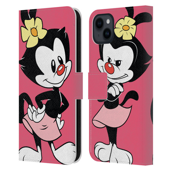 Animaniacs Graphics Dot Leather Book Wallet Case Cover For Apple iPhone 15 Plus