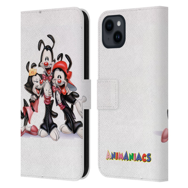 Animaniacs Graphics Formal Leather Book Wallet Case Cover For Apple iPhone 15 Plus