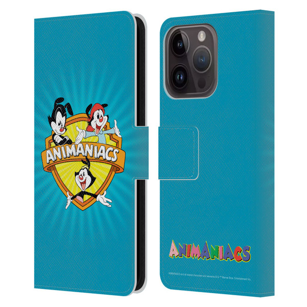 Animaniacs Graphics Logo Leather Book Wallet Case Cover For Apple iPhone 15 Pro