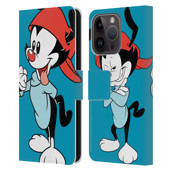 Animaniacs Graphics Wakko Leather Book Wallet Case Cover For Apple iPhone 15 Pro