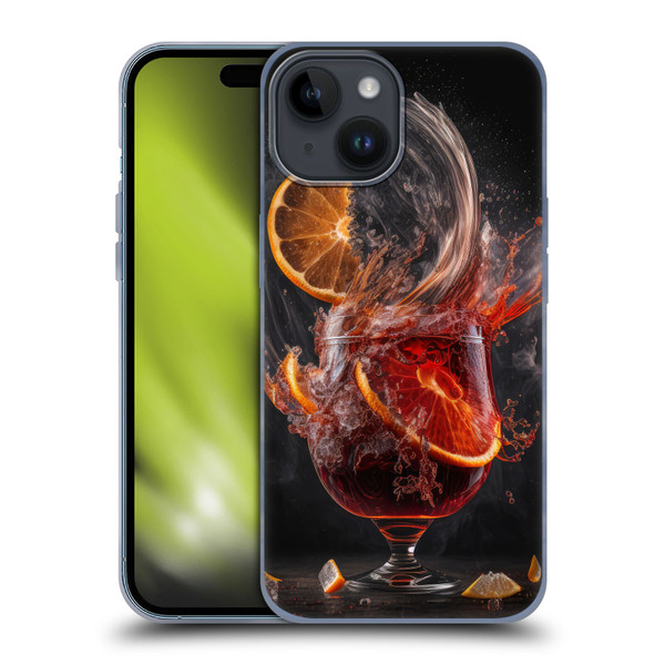 Spacescapes Cocktails Gin Explosion, Negroni Soft Gel Case for Apple iPhone 15
