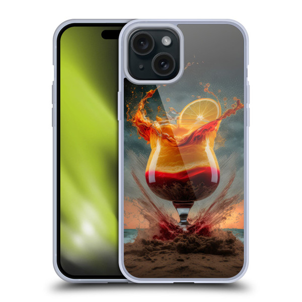Spacescapes Cocktails Summer On The Beach Soft Gel Case for Apple iPhone 15 Plus