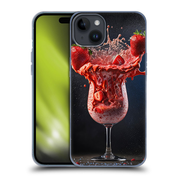 Spacescapes Cocktails Strawberry Infusion Daiquiri Soft Gel Case for Apple iPhone 15 Plus