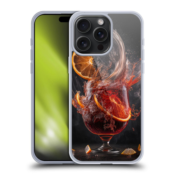 Spacescapes Cocktails Gin Explosion, Negroni Soft Gel Case for Apple iPhone 15 Pro Max