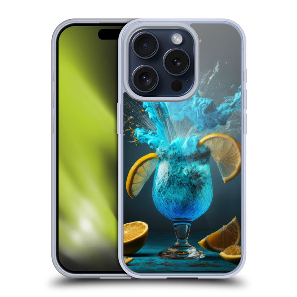 Spacescapes Cocktails Blue Lagoon Explosion Soft Gel Case for Apple iPhone 15 Pro