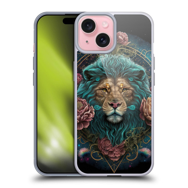 Spacescapes Floral Lions Aqua Mane Soft Gel Case for Apple iPhone 15