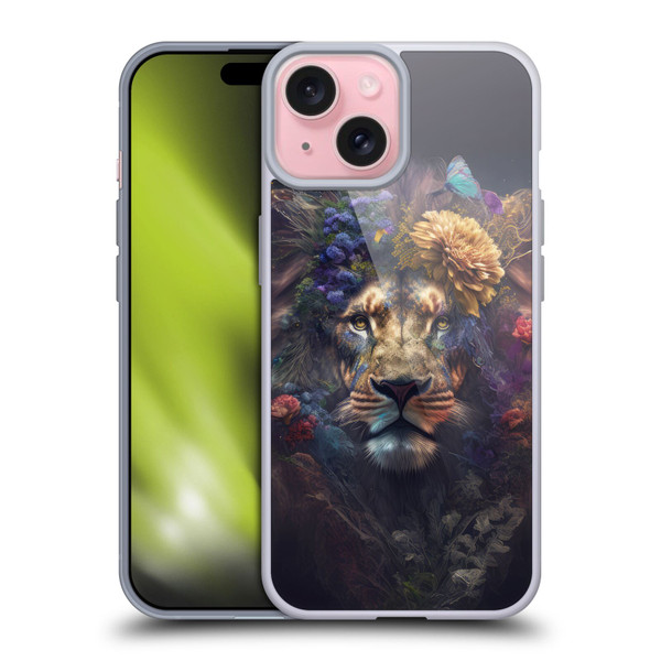 Spacescapes Floral Lions Flowering Pride Soft Gel Case for Apple iPhone 15
