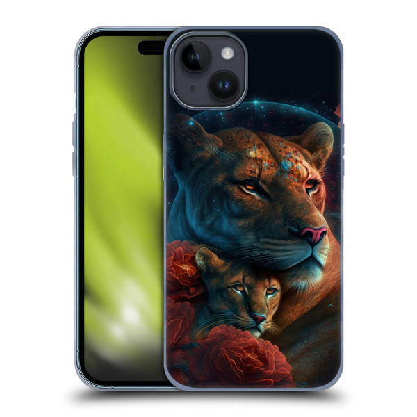 Spacescapes Floral Lions Star Watching Soft Gel Case for Apple iPhone 15 Plus