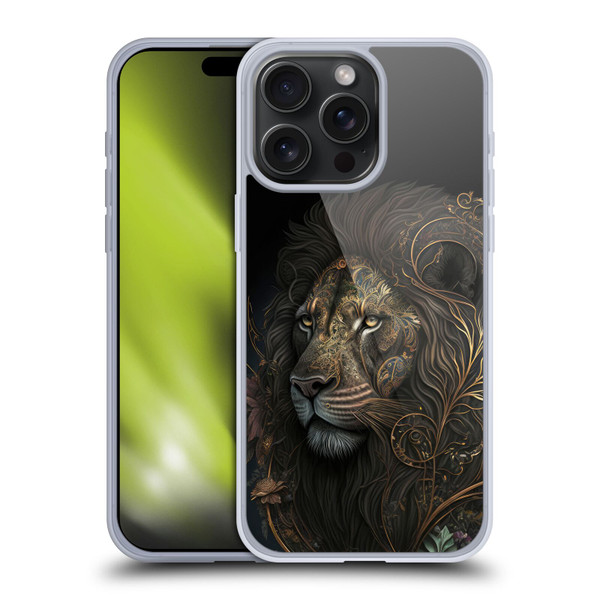 Spacescapes Floral Lions Golden Bloom Soft Gel Case for Apple iPhone 15 Pro Max