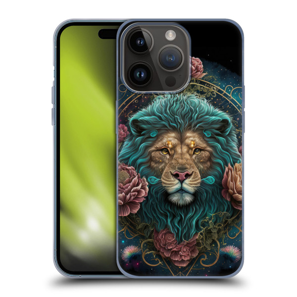 Spacescapes Floral Lions Aqua Mane Soft Gel Case for Apple iPhone 15 Pro