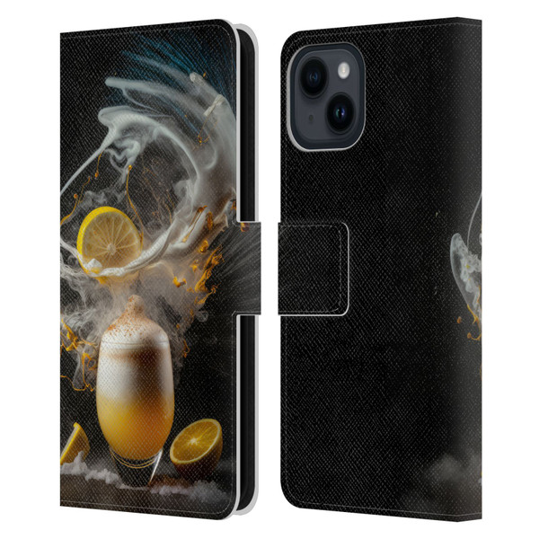 Spacescapes Cocktails Explosive Elixir, Whisky Sour Leather Book Wallet Case Cover For Apple iPhone 15