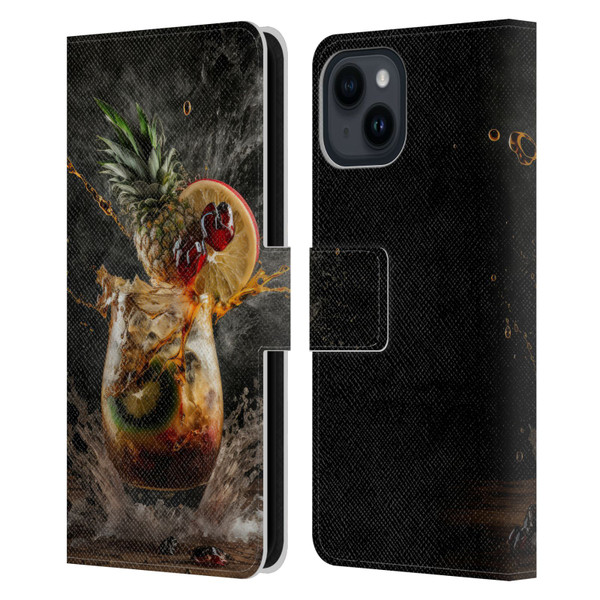 Spacescapes Cocktails Exploding Mai Tai Leather Book Wallet Case Cover For Apple iPhone 15
