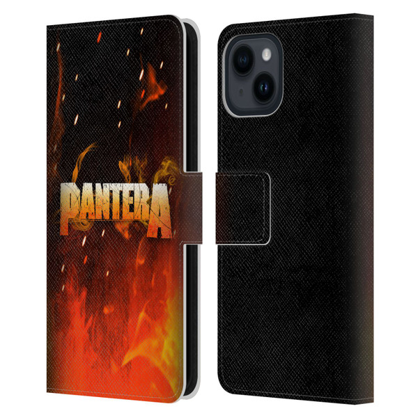 Pantera Art Fire Leather Book Wallet Case Cover For Apple iPhone 15
