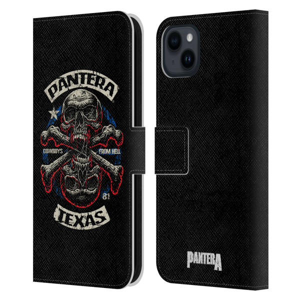 Pantera Art Double Cross Leather Book Wallet Case Cover For Apple iPhone 15 Plus
