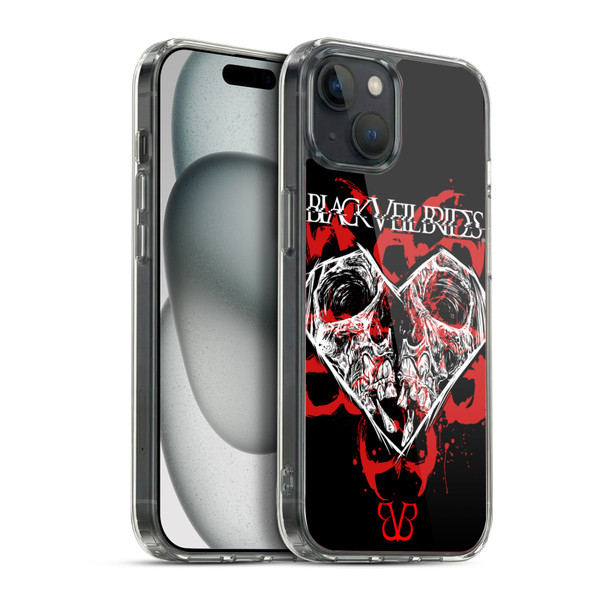 Black Veil Brides Band Art Skull Heart Soft Gel Case for Apple iPhone 15 Plus & MagSafe