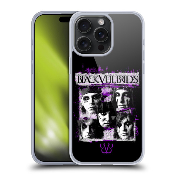 Black Veil Brides Band Art Grunge Faces Soft Gel Case for Apple iPhone 15 Pro Max