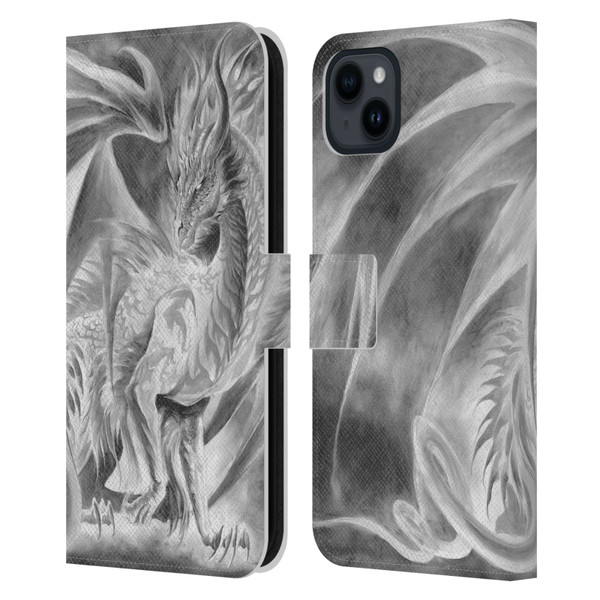 Ruth Thompson Dragons Silver Ice Leather Book Wallet Case Cover For Apple iPhone 15 Plus
