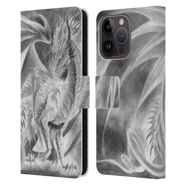 Ruth Thompson Dragons Silver Ice Leather Book Wallet Case Cover For Apple iPhone 15 Pro