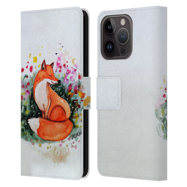 Sylvie Demers Nature Fox Beauty Leather Book Wallet Case Cover For Apple iPhone 15 Pro