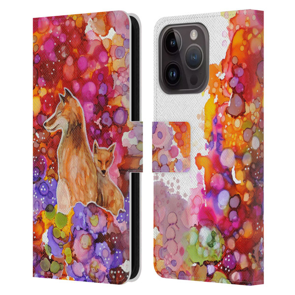 Sylvie Demers Nature Mother Fox Leather Book Wallet Case Cover For Apple iPhone 15 Pro