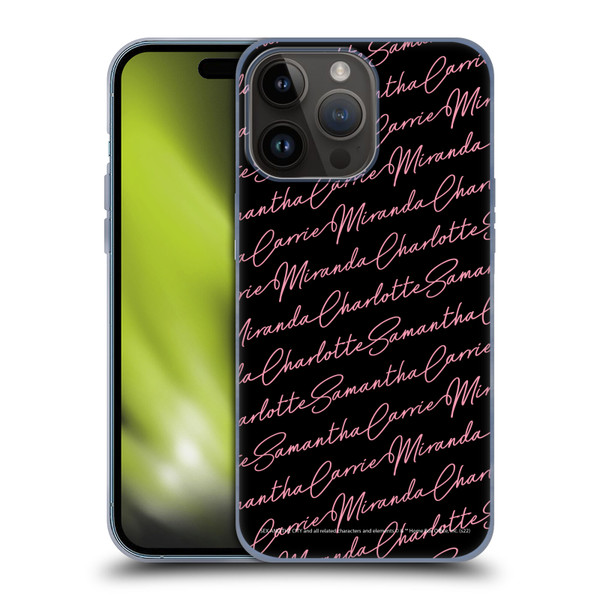 Sex and The City: Television Series Graphics Name Pattern Soft Gel Case for Apple iPhone 15 Pro Max